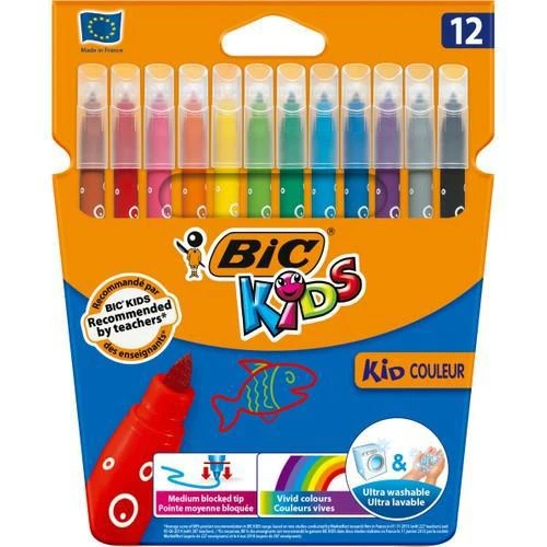 Bic Kid Couleur (Ultra Yıkanabilir) Keçeli Boya Kalemi 12'li ürün görseli