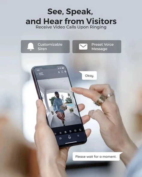 REOLINK Kapı Zili WiFi Kamera - Kablolu 5MP Dış Mekan Video Kapı Zili - Resim 3