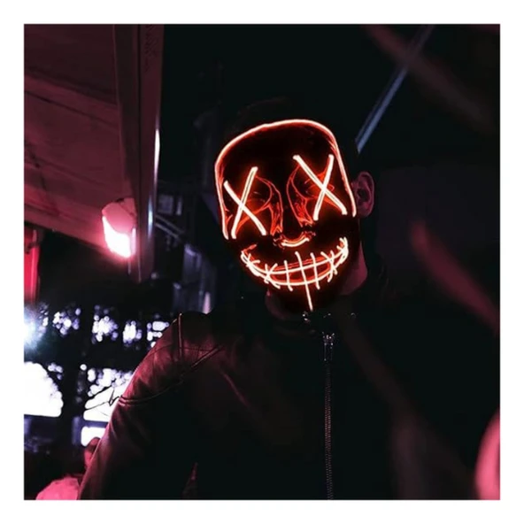 LED Işıklı Turuncu Maske - Resim 7