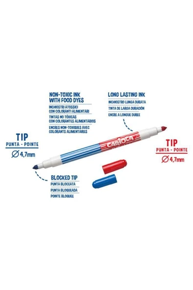 Carioca Çift Renkli Süper Yıkanabilir Keçeli Boya Kalemi 12'li (24 Renk) - 42265 - Resim 3