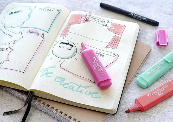 Faber Castel 1546 Pastel Fosforlu Kalem 8'li poşet - Resim 4