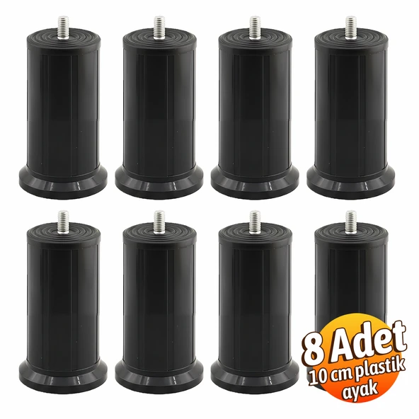 Keson 8 Adet 10 cm Siyah Plastik Mobilya Baza Tv Ünitesi Yükseltme Ayağı Destek Ayağı - Resim 2