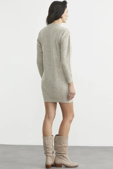 Bisiklet Yaka Basic Tunik Triko Kazak - Bej - Resim 5