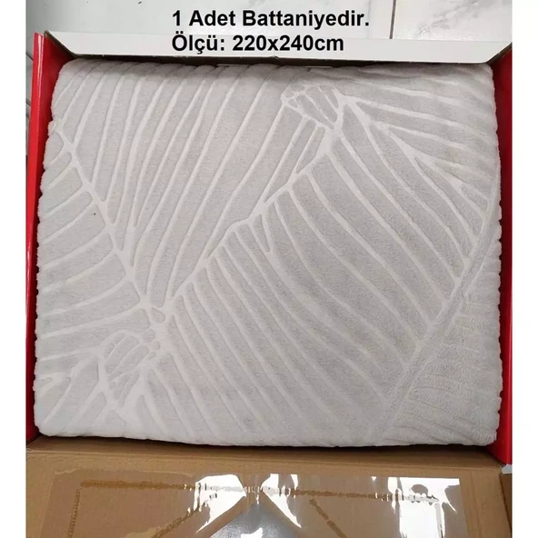 Padişah Embos Kutulu Çift Kişilik Vizon Battaniye (220x240)-Gri - 2
