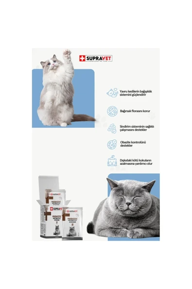 Supravet Toz Probiyotik Prebiyotik Kedi Bağışıklık Sistemi Güçlendirici 30 Adet X 1.5 gr - Resim 6