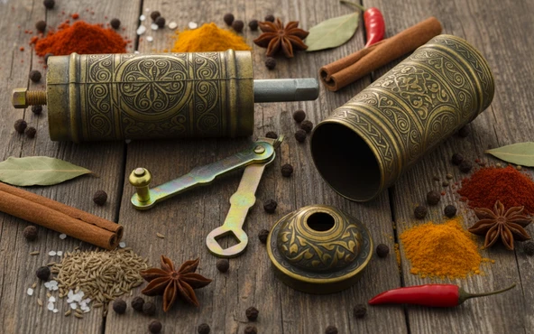 LUDIA Zamak Metal Antik Renk 3 lü Set Karabiber,Kahve,Çörek Otu El Değirmeni Öğütücü Grinder S2 - 3