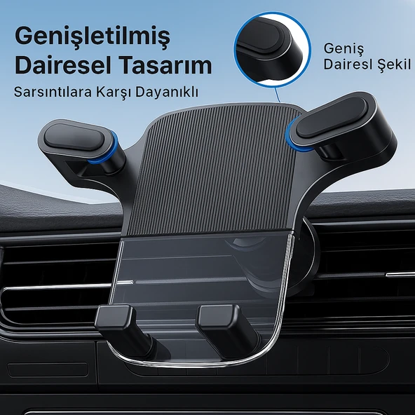 Hava Menfezi Uyumlu Yarı Otomatik Akrilik Gövde Sahip Çift Kilitlemeli Araç İçi Telefon Tutucu - 4