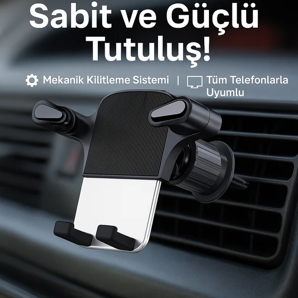 Hava Menfezi Uyumlu Yarı Otomatik Akrilik Gövde Sahip Çift Kilitlemeli Araç İçi Telefon Tutucu - 5