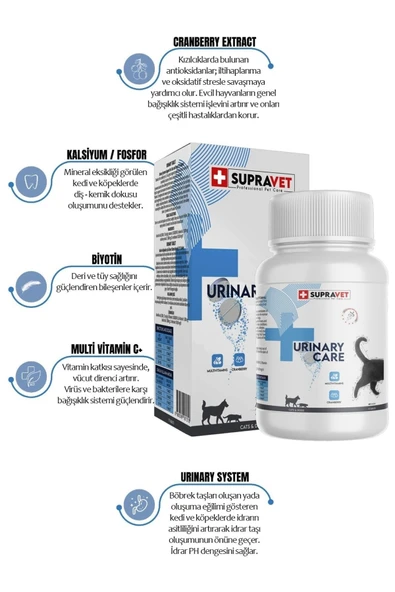 Supravet Urinary Care Kedi Ve Köpek Için Idrar Sağlığı Sistem Destekleyici Tablet ( 75 Tablet ) ürün görseli