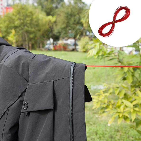 Çamaşır Kurutma Halatı Çelik Halat Kupeşte Asma Çelik Çamaşır İpi 20 Metre Balkon Korkuluk Askısı İp - Resim 4