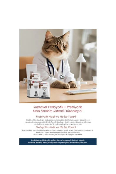 Supravet Toz Probiyotik Prebiyotik Kedi Bağışıklık Sistemi Güçlendirici 30 Adet X 1.5 gr - Resim 5