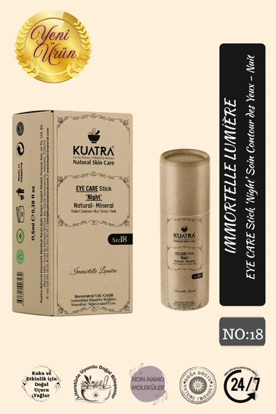 KUATRA Immortelle Lumière Göz Çevresi Stick – Gece Bakımı | Canlanmış Göz Çevresi Antioksidan Etki (Resveratrol + VitC + CoQ10)