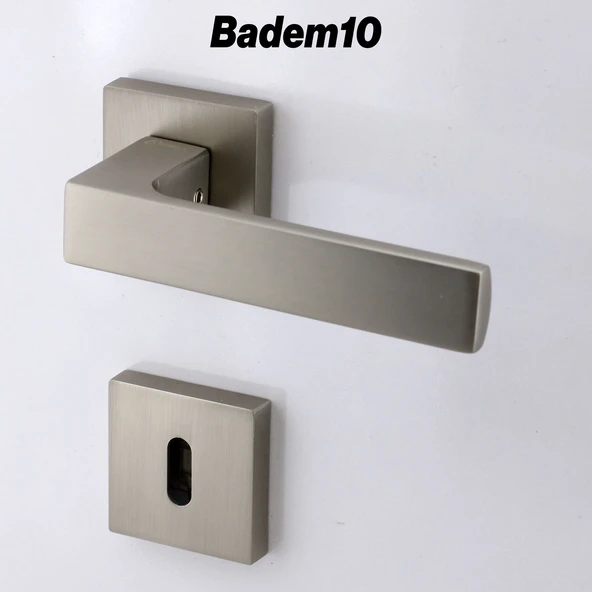 Oda Kapı Kolu Kare Rozetli İNOX Sağa Sola Uygun İç Dış Ev Oda Kapısı Kilitlenebilir 1 Takım - Resim 2