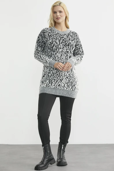 Renk Kombinli Tunik Triko Kazak - Siyah - Resim 3