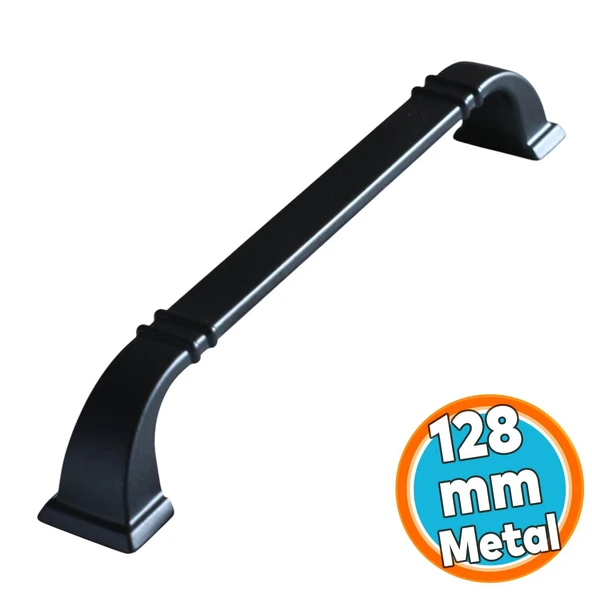Mobilya Mutfak Dolabı Çekmece Dolap Kulpları Kapak Kulpu Kulbu Siyah 128 Mm-12.8 Cm Metal Kulp ürün görseli