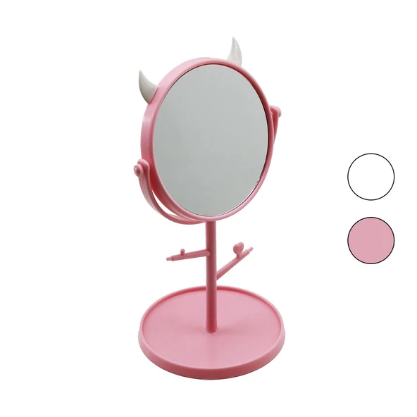 6 İNÇ  - 15CM YUVARLAK - BOYNUZLUTAKI ASKILIKLI MAKYAJ AYNASI RENKLİ PLASTİK TAKILIK SEPETLİ=15CM (5284) ürün görseli