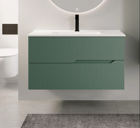 Denko Tiran 85 cm Beyoğlu Yeşil Banyo Dolabı Takımı - Resim 2