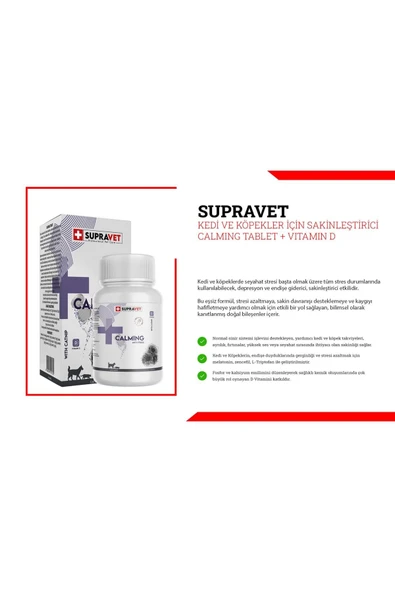 Supravet Kedi Ve Köpekler Için Sakinleştirici Calming Tablet + Vitamin D ( 75 Tablet ) - Resim 4