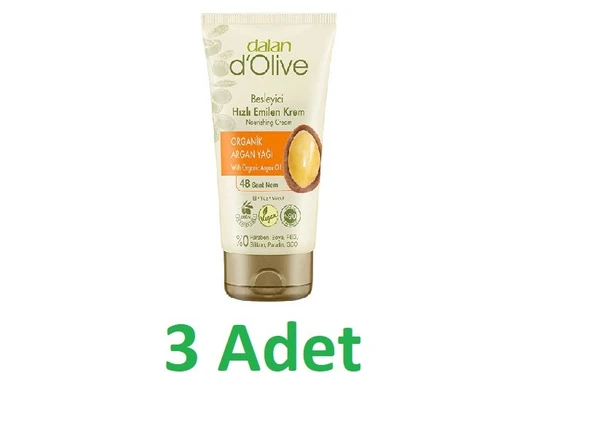 Dalan d'Olive Besleyeci Hızlı Emilen Krem Argan Yağı 60 ml 3 Adet