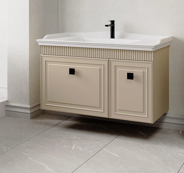 Denko Hana 100 cm (Sahra) Banyo Dolabı Takımı ve Boy Dolabı - Resim 2