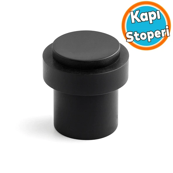 Kapı Stoperi Metal Siyah Düz Model Vidalı Montaj Kauçuk Başlıklı Kapı Tamponu Durdurucu Koruyucu ürün görseli