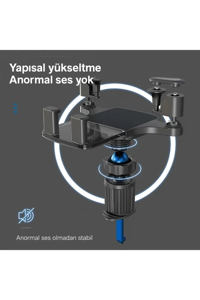 Hava Menfezi Uyumlu Yarı Otomatik Akrilik Gövde Sahip Çift Kilitlemeli Araç İçi Telefon Tutucu - 6