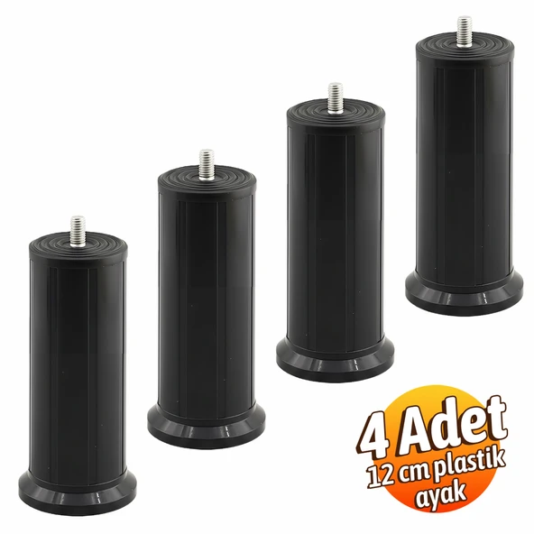 Keson 4 Adet 12 cm Siyah Plastik Mobilya Baza Tv Ünitesi Yükseltme Ayağı Destek Ayağı - Resim 5