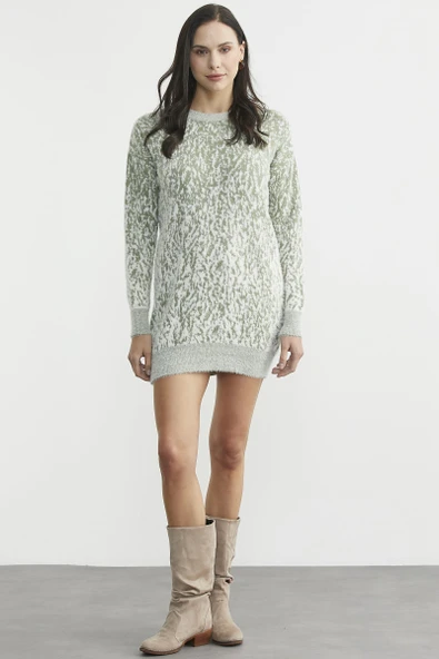 Renk Kombinli Tunik Triko Kazak - Çağla Yeşili ürün görseli