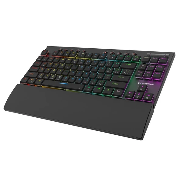 Rampage BERU Siyah 2.4G + BT Wireless RED SWITCH Mekanik Gaming Oyuncu Klavye Slim Low Profile RGB TKL - 3