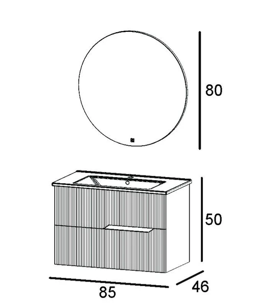 Denko Tiran 85 cm (Beyoğlu Yeşil) Banyo Dolabı (Alt Modül Lavabo) - Resim 3