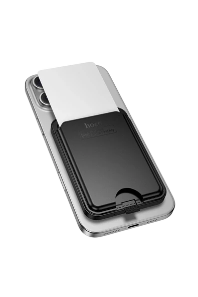 Hoco. E91I Tiger Smart Apple Find My Özellikli Kablosuz Şarj Destekli Magsafe Kartlık - Siyah - Resim 2