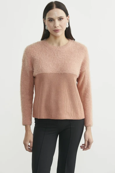 Oversize Yumuşak Dokulu Triko Kazak - Gül Kurusu ürün görseli