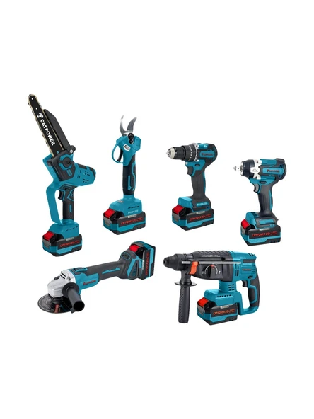 Catpower 1560 Kömürsüz 20V 3x4.0Ah Akülü 6 lı Set - Kırıcı Delici  Darbeli Vidalama