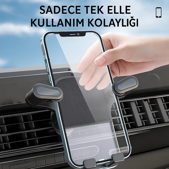 Hava Menfezi Uyumlu Yarı Otomatik Akrilik Gövde Sahip Çift Kilitlemeli Araç İçi Telefon Tutucu - 3