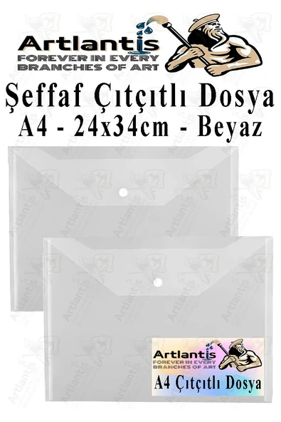 A4 Çıtçıtlı Dosya Şeffaf Zarf Dosya 2 Adet Çıt Çıtlı Dosya Su Geçirmez 100 Yaprak Kapasite