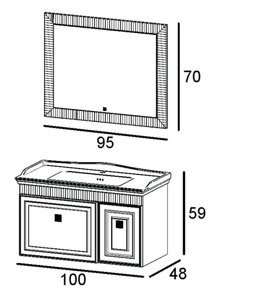 Denko Hana 100 cm (Sahra) Banyo Dolabı Takımı - Resim 3