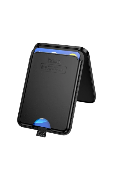 Hoco. E91I Tiger Smart Apple Find My Özellikli Kablosuz Şarj Destekli Magsafe Kartlık - Siyah - Resim 3