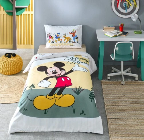 Özdilek Disney Lisanslı Mickey Nomadic Sarı Tek Kişilik %100 Pamuk Lastik Çarşaflı Nevresim Takımı - 2