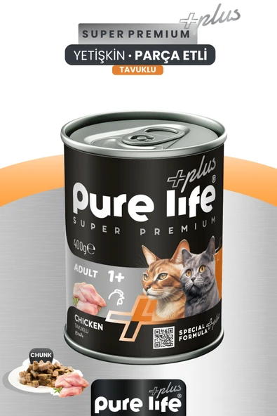PureLife PLUS TAVUK ETLİ YETİŞKİN KEDİ KONSERVE MAMA 400GR