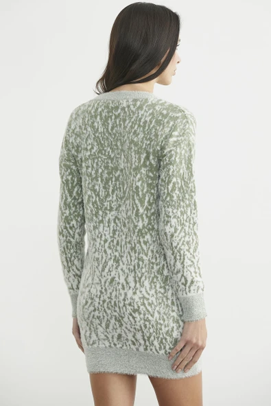 Renk Kombinli Tunik Triko Kazak - Çağla Yeşili - Resim 5