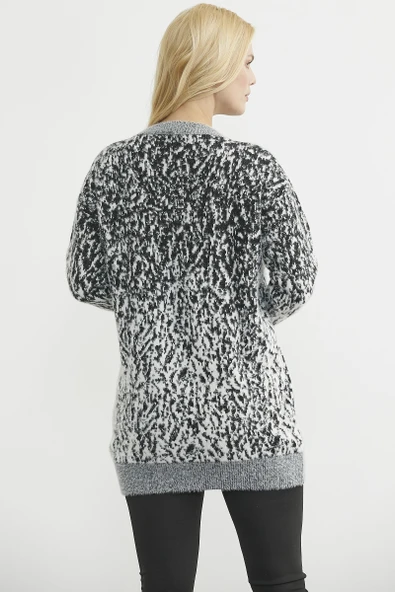 Renk Kombinli Tunik Triko Kazak - Siyah - Resim 4