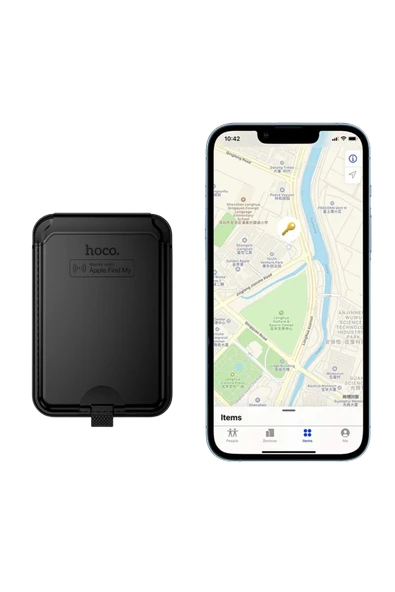Hoco. E91I Tiger Smart Apple Find My Özellikli Kablosuz Şarj Destekli Magsafe Kartlık - Siyah - Resim 8