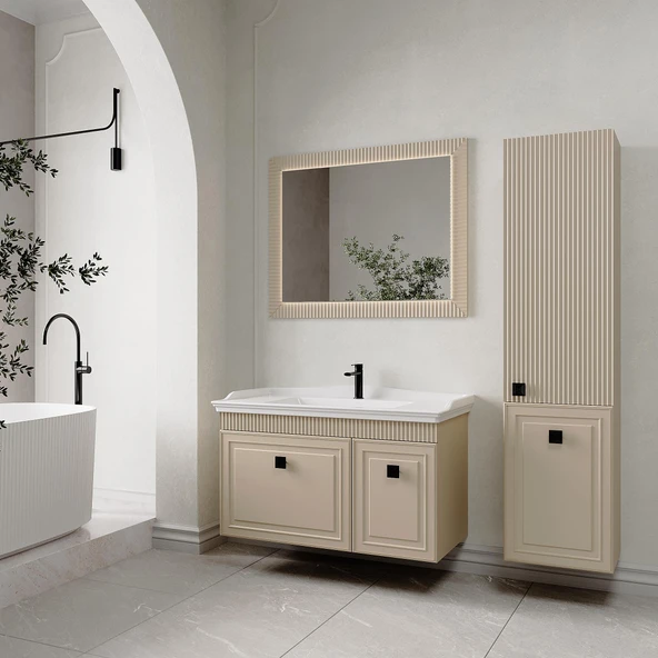 Denko Hana 100 cm (Sahra) Banyo Dolabı Takımı ve Boy Dolabı ürün görseli