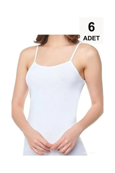 6 Adet Kadın İp Askılı Atlet - Beyaz-siyah-gri