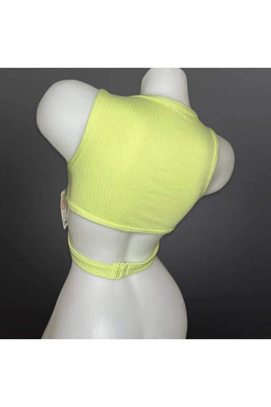 Koza İğne Çıkmalı Pamuk Bel Detaylı Crop - Resim 4