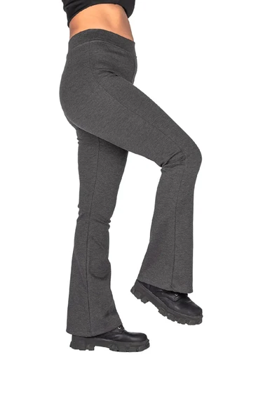 Love Fuchsia Underwear Kadın Yüksek Bel Ispanyol Paça Çelik Interlok Kumaş Toparlayıcı Tayt Pantolon iz yapmaz-Antrasit - Resim 2