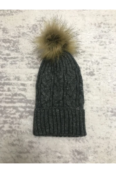 çamaşırsepeti Kadın Tilki Tüyü Detaylı Bere/şapka ürün görseli 1