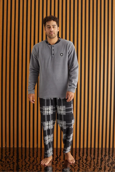 Pijamoni tissue Ekose Polar Erkek Pijama Takımı - Resim 2