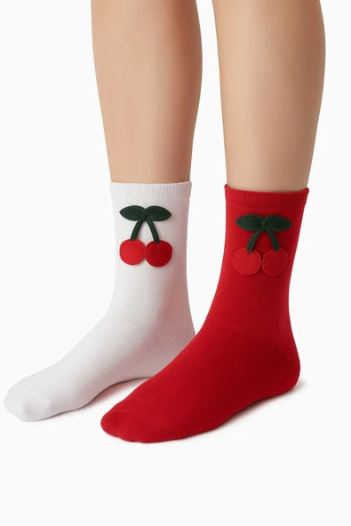 Çocuk 6'lı kirazlı çorap seti