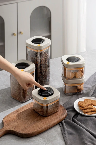 Pinmoo Kilitli Vakum Bej Saklama Kabı 380 Ml. - 2